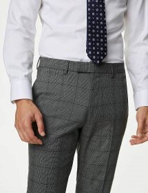 Skinny Fit Prince of Wales Check Suit Trousers - CZ