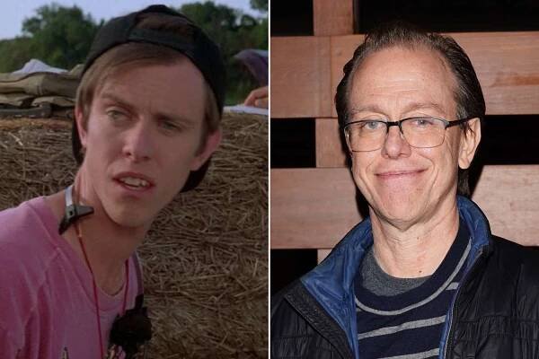 Split screen of Sean Whalen in Twister and a current red carpet photo