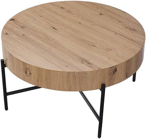 KONFERENČNÍ STOLEK, černá, dub artisan, kov, kompozitní dřevo, 80/80/42 cm - černá/dub artisan, Moderní, kov/kompozitní dřevo (80/80/42cm) - Boxxx
