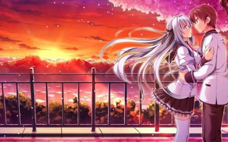 Beautiful Sunset Romance Anime Couple Wallpaper