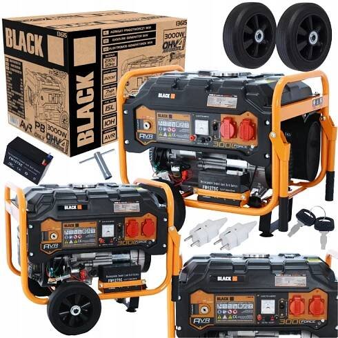 GENERÁTOR 3000W AVR 7HP 2X 230V BLACK ELEKTRICKÝ START