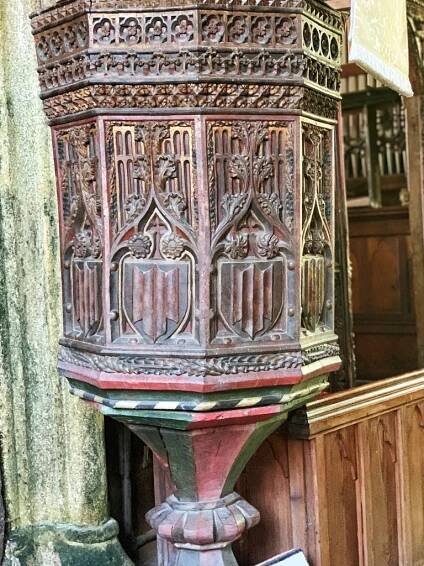 Late 15th/early 16th century pulpit at Chivelstone Church in the South Hams, Devon