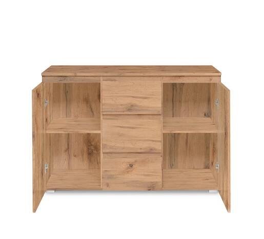 Skříň s policemi a zásuvkami Picture v dekoru Medového dubu, 120 cm | DESIGN OUTLET