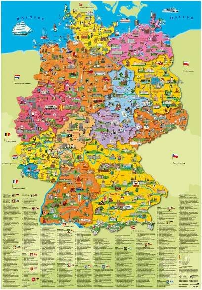 tourist map of Germany with cities