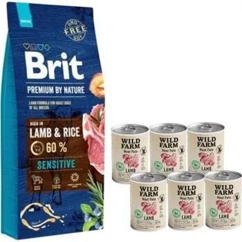 Pro psa Brit Premium By Nature Sensitive Lamb 8kg + Wild Farm Pate Lamb 6x400g bezlepkové krmivo pro psy