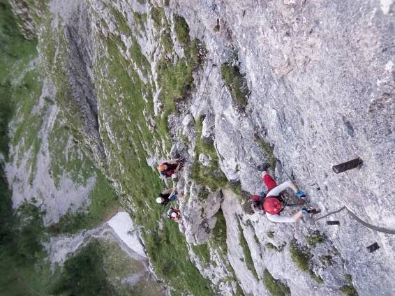 Seewand klettersteig, spodní část, Rakousko, Solná komora, Dachstein, Alpy