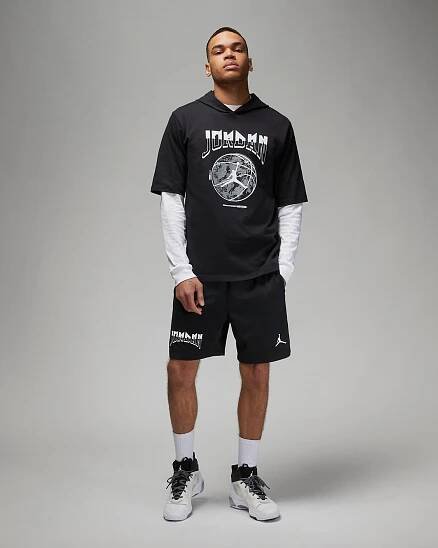 Jordan-Sport-Hooded-T-Shirt-Black-White
