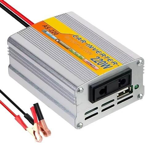 220W Auto Měnič Napětí – Přenosný Invertor 12V DC na 220V AC + USB - Auto-moto