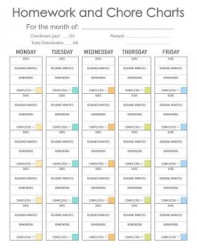 Homework and Chore Charts Printable