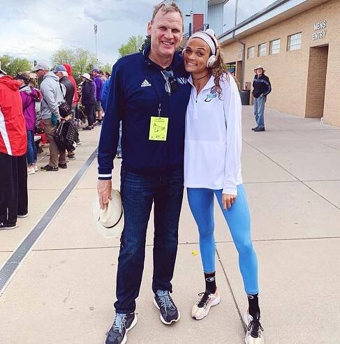 Anna Hall with her father