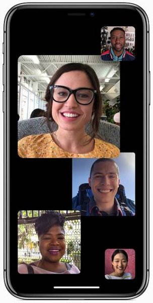 iPhone with several Group FaceTime chats open on screen