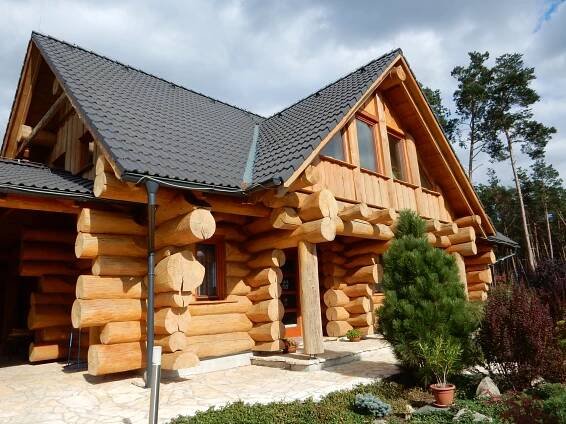 a log house is made out of logs