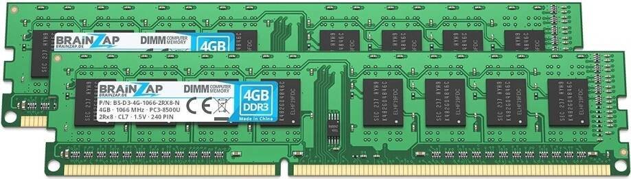BRAINZAP 16GB DDR3 RAM DIMM PC3-12800U 2Rx8 1600 MHz 1,5V CL11 Paměť pro počítače (2x 8GB)