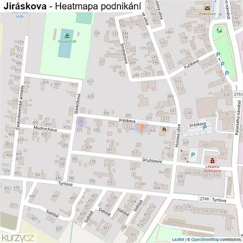 Mapa Jiráskova - Firmy v ulici.