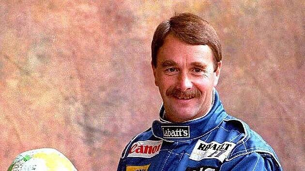 Nigel Mansell při focení v lednu 1992.