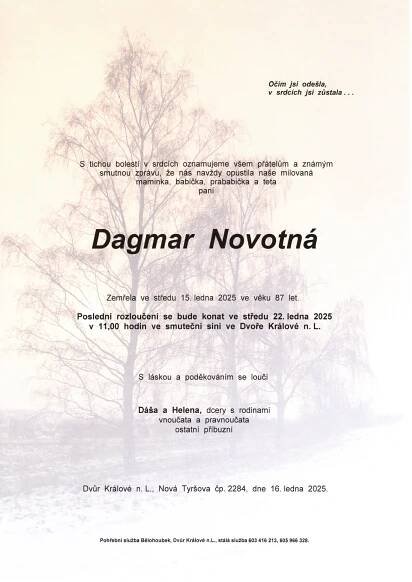 Dagmar Novotná - Pohřebnictví Bělohoubek