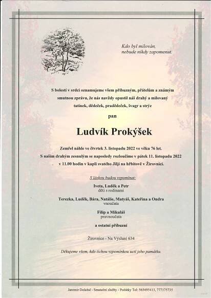 Ludvík Prokýšek – Pohřební služba Počátky