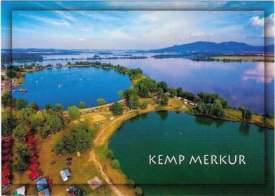 Vodní nádrž Nové Mlýny - Kemp Merkur - letecký pohled - Pohlednice místopis