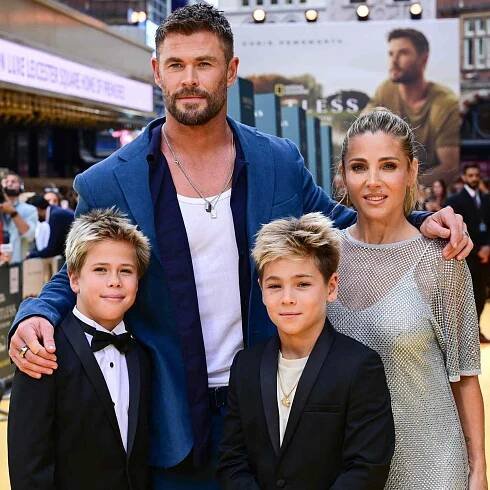 Chris Hemsworth and Elsa Pataky, with their children Sasha and Tristan