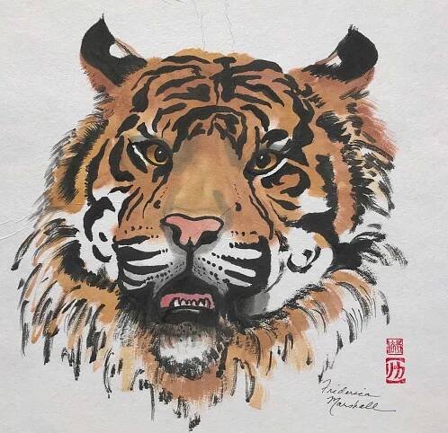 Yang Tiger of the South simi-e painting by Frederica Marshall