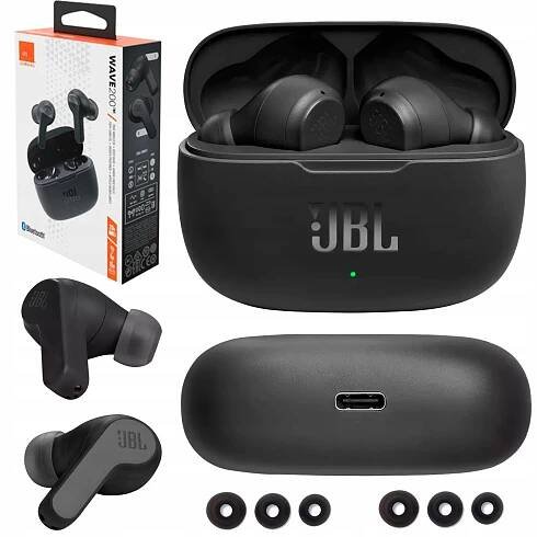 JBL BEZDRÁTOVÁ SLUCHÁTKA BT WAVE 200 TWS BLACK, ČERNÉ KANÁLOVÉ VLOŽKY