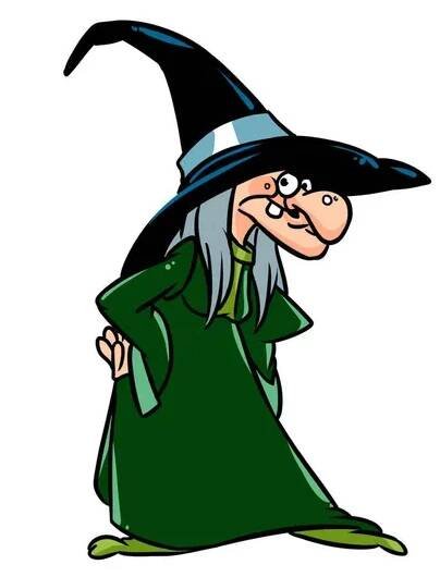 Witch black hat character illustration cartoon — Stock Image