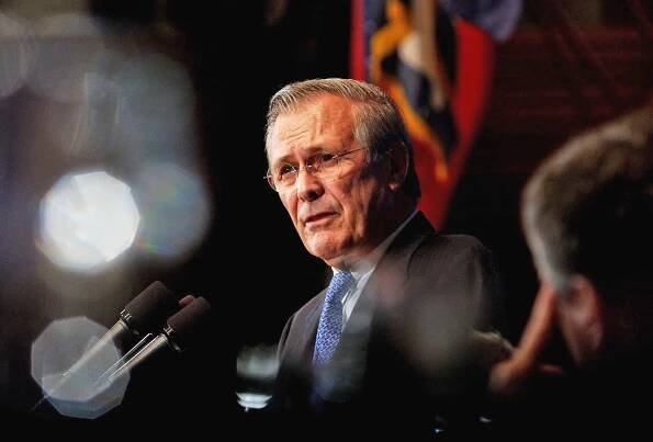 Donald Rumsfeld, speaking at the National Press Club in 2004, has died at age 88, according to a statement released by his family. FRONTLINE chronicled the influence of the former U.S. secretary of defense in a number of documentaries.