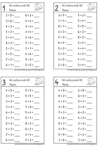 worksheet for addition and subtraction with numbers 1 - 5 to 10