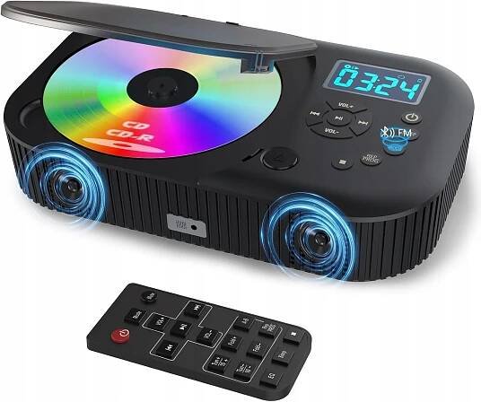 Přehrávač CD Přenosný Bezdrátový Bluetooth Rádio USB Dva reproduktory