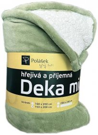 Deka mikroplyš s beránkem olivová 150 x 200 cm / příjemné hřejivé deky beránek Polášek - Foto-zaclony.cz