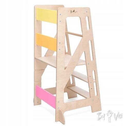 Učící věž 90cm COMFORT - růžová duha