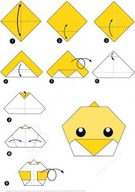 Jak udělat origami kuřátko krok za krokem | Vystřihovánky pro děti k vytisknutí zdarma