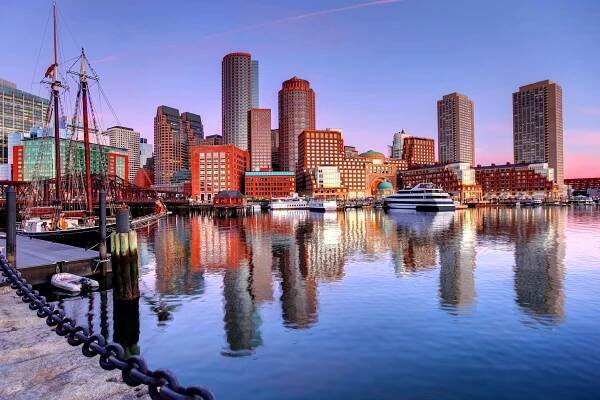 skyline of boston from the water
