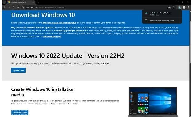 Download Windows 10 Media Creation tool