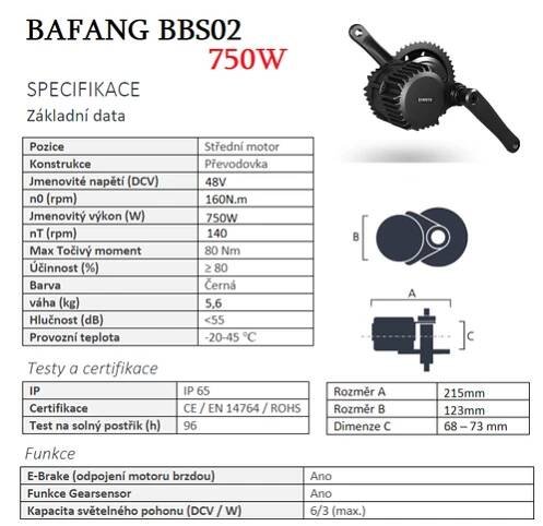 750w BBS02 Bafang středový pohon