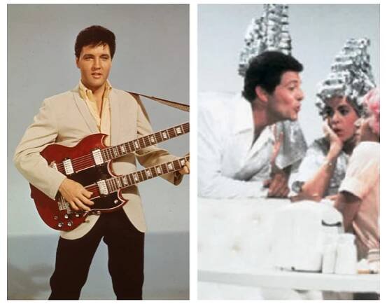 Elvis Presley in 1966 and Frankie Avalon in 'Grease', 1978
