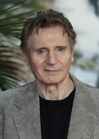 Liam Neeson smirks at the camera on the red carpet of the  "The Naked Gun" UK Premiere at Cineworld Leicester Square in London, England  on July 22, 2025 | Source: Getty Images