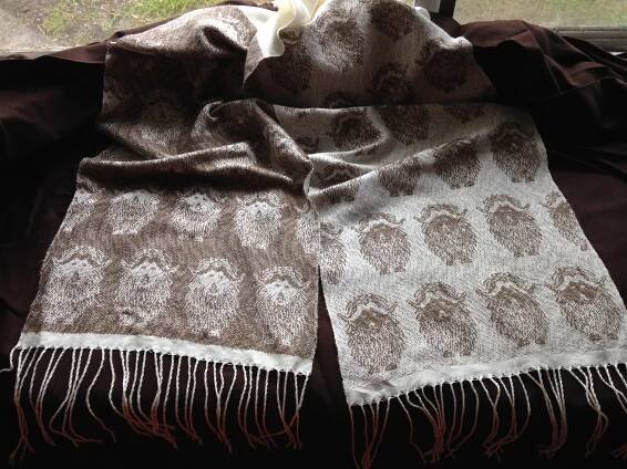 completed handwoven qiviut scarf
