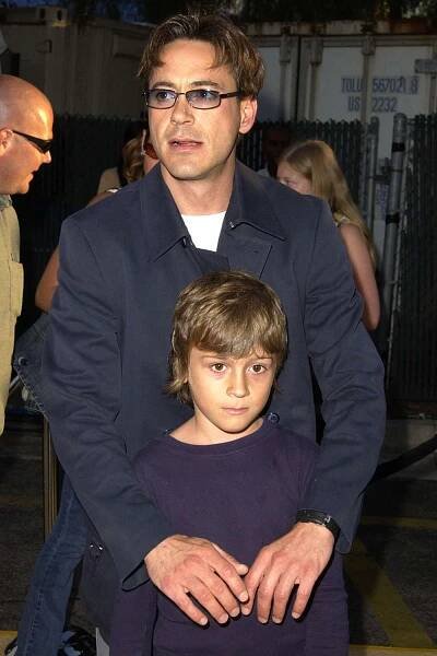 Robert Downey Jr. & son Indio during "Austin Powers In Goldmember" Premiere at Universal Amphitheatre in Universal City, California, United States.
