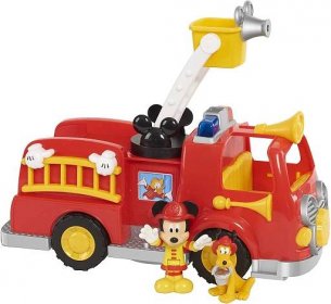 Disney Mickey Mouse Maskot Mickey 35 cm + velké hasičské auto se světlem a zvukem: Humbi.cz