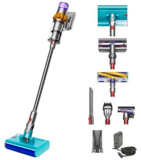 Aspirator vertical cu spalare Dyson V15s Detect Submarine 448798-01, 660 W, 0.76 l, 240 AW, autonomie 60 minute, galben/nichel