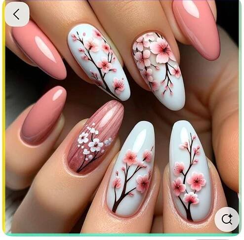 Pin by Holly Janes-Smith on Nails in 2025 | Cherry blossom nails art, Cherry blossom nails, Nail designs spring