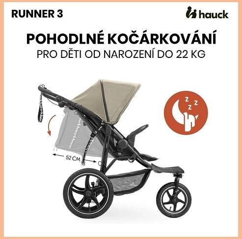 Sporotvní kočárek Hauck Runner 3 s ruční brzdou - Olive 2024 | Dětský růžek – kvalitní kočárky, autosedačky a vše ostatní