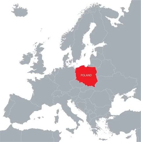 Mapa Evropské unie s uvedením Polska — Ilustrace