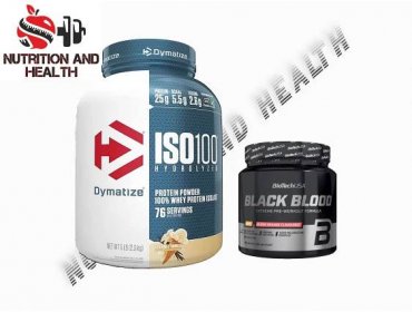 DYMATIZE 100% WHEY ISOLATE 2,2 KG and BIOTECH USA BLACK BLOOD 330 g