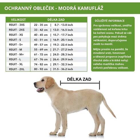 Pooperační ochranný obleček - PES (vzor modrá kamufláž) - M+H VET