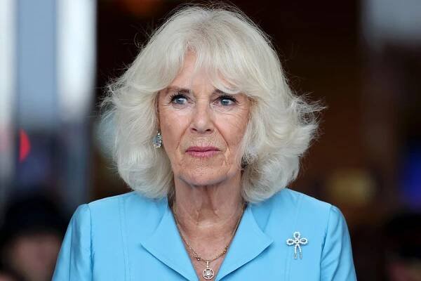 Queen Camilla attends The King's Parade during an official visit to Jersey on July 15, 2024 in St Helier, Jersey