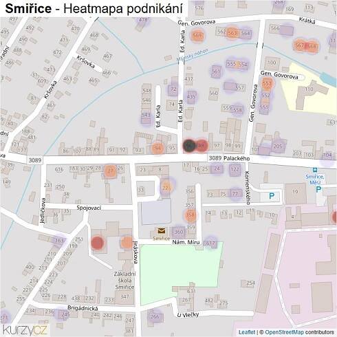 Mapa Smiřice - Firmy v obci.