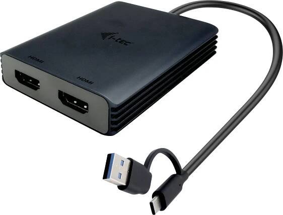 i-tec USB-A/USB-C Dual 4K HDMI Video Adapter