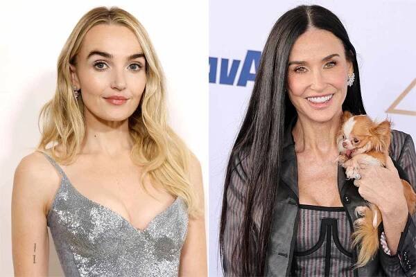 Chloe Fineman at the 2024 CFDA Awards; Demi Moore and her dog Pilaf at the 2025 Film Independent Spirit Awards